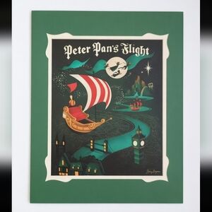 Large Disney Peter Pan's Flight Art Print By Stacey Aoyama 18x14 (Matted)